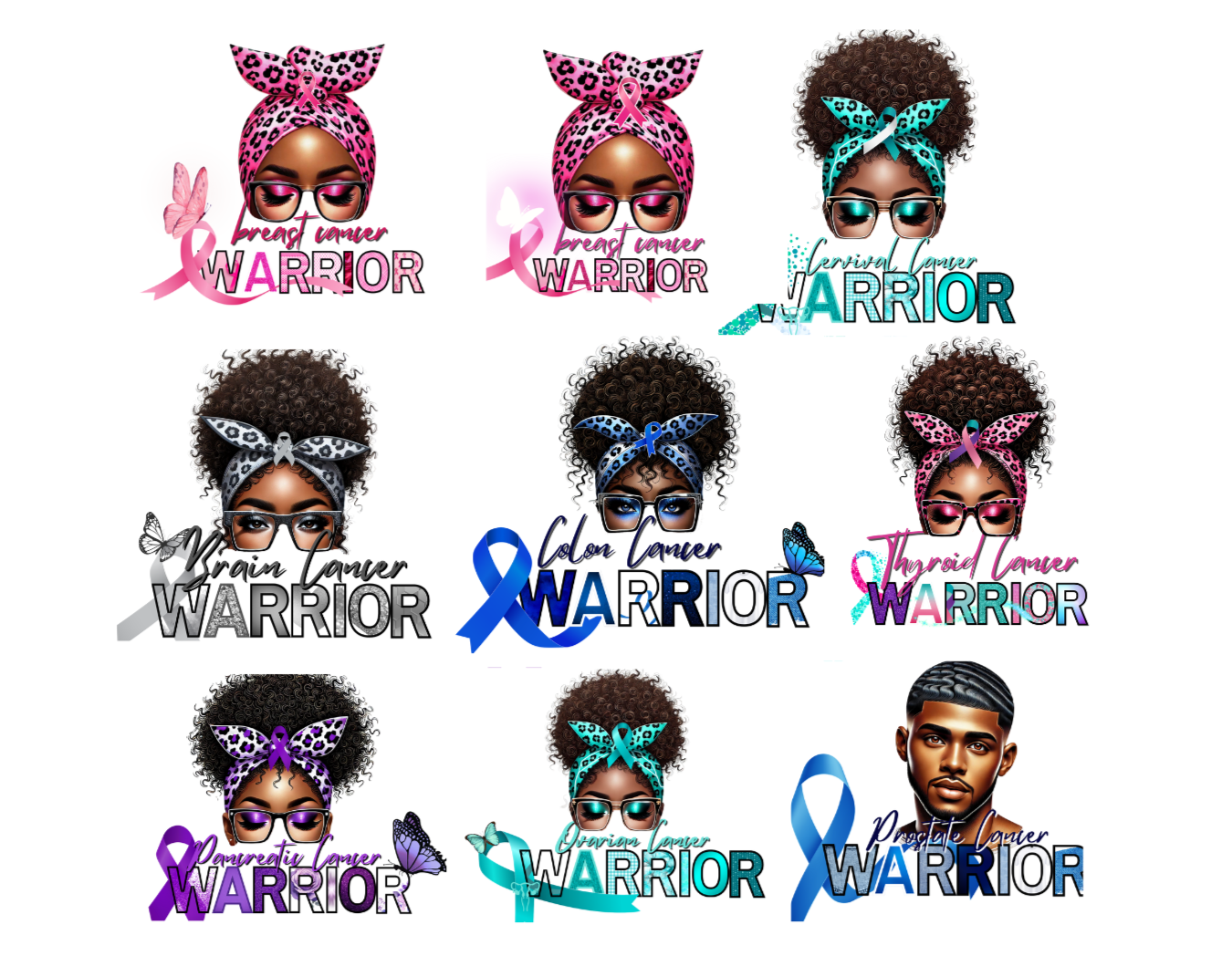 Cancer Awareness Editable Digital Designs(9 total designs)